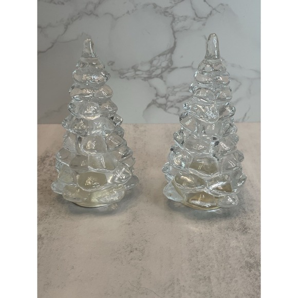 ArtGlass Other - Vtg L. R. RITZ Art Glass Pine, Christmas Tree Figurines 5" Taiwan Set Of Two